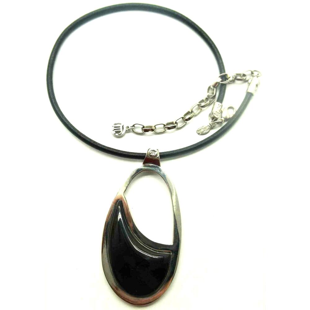 Big Myka Black & Silvertone Rope Statement Necklace